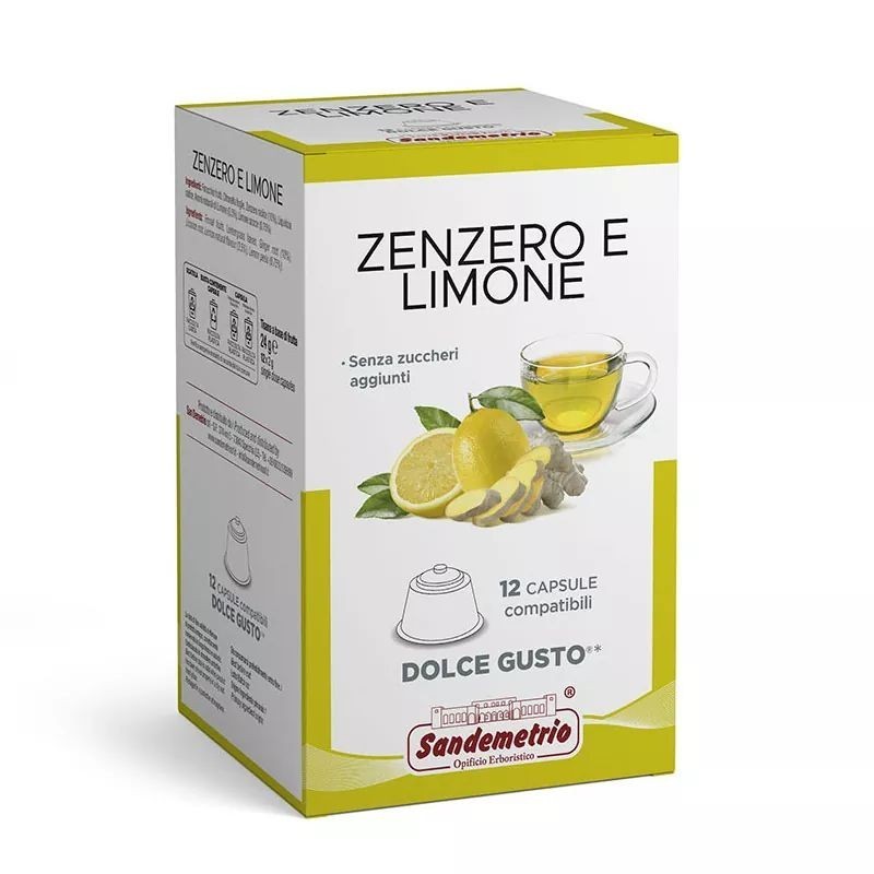 12 Capsule Zenzero e Limone Sandemetrio compatibili Dolce Gusto