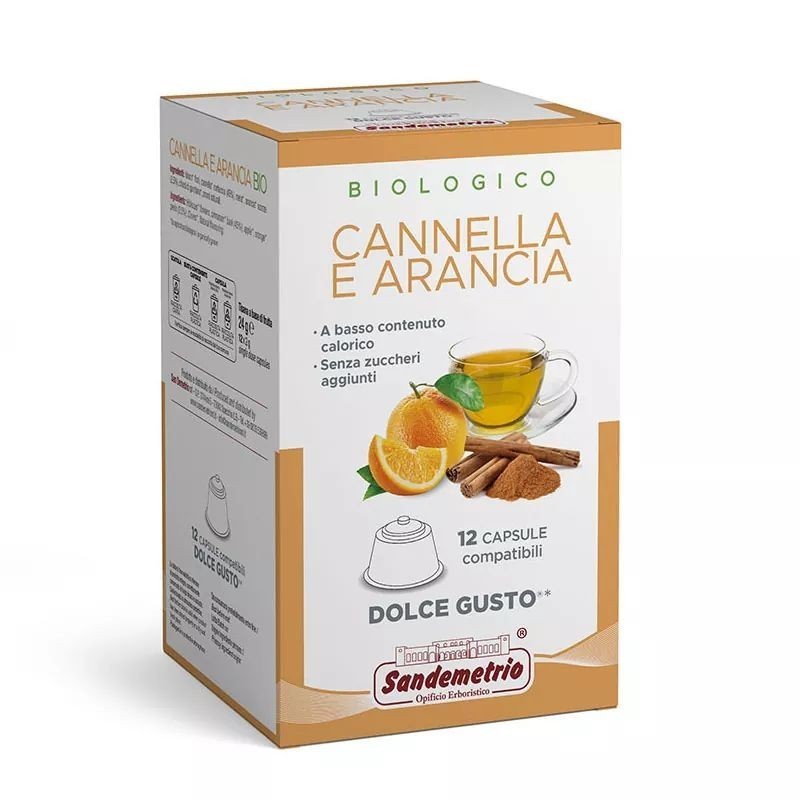 12 Capsule Cannella e Arancia Sandemetrio Bio compatibili Dolce Gusto