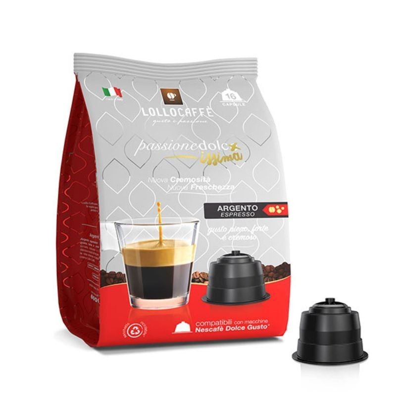 96 Capsule Miscela Argento Lollo Caffè compatibili Dolce Gusto