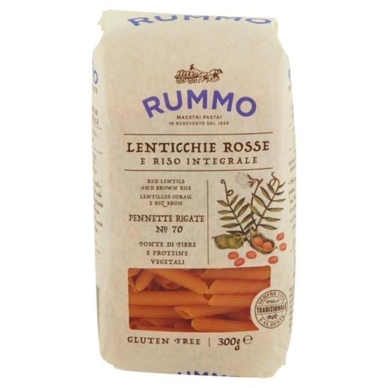 Rummo Lenticchie Rosse E Riso Integrale Pennette Rigate N° 70 300 G