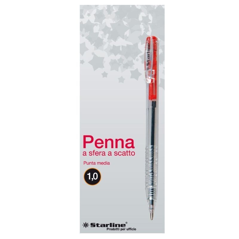 Penna a sfera a scatto Rossa punta 1,0mm Conf 20  pezzi