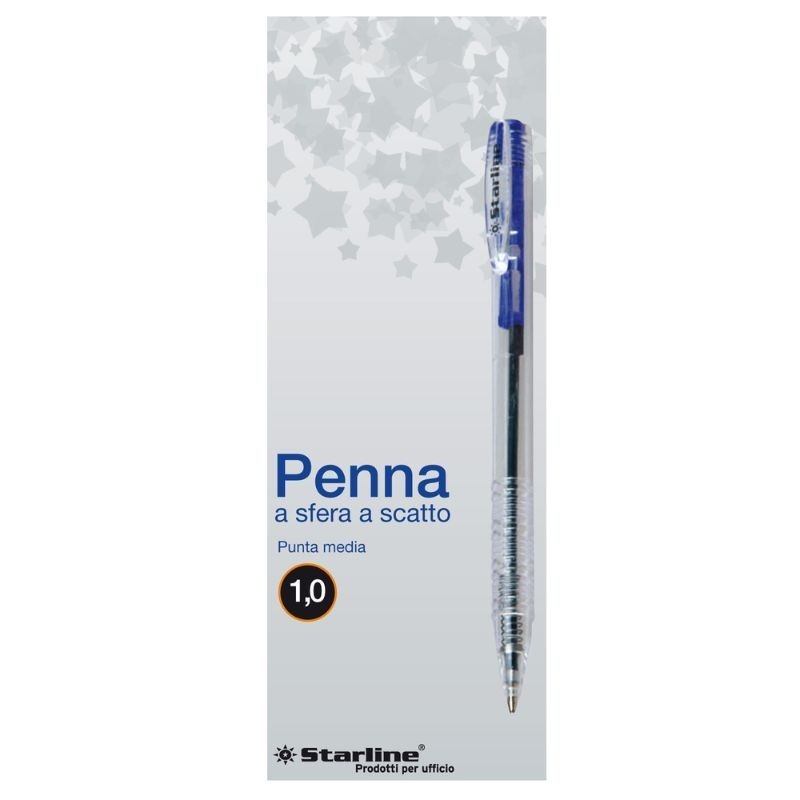 Penna a sfera a scatto BLU punta 1,0mm Conf 20  pezzi