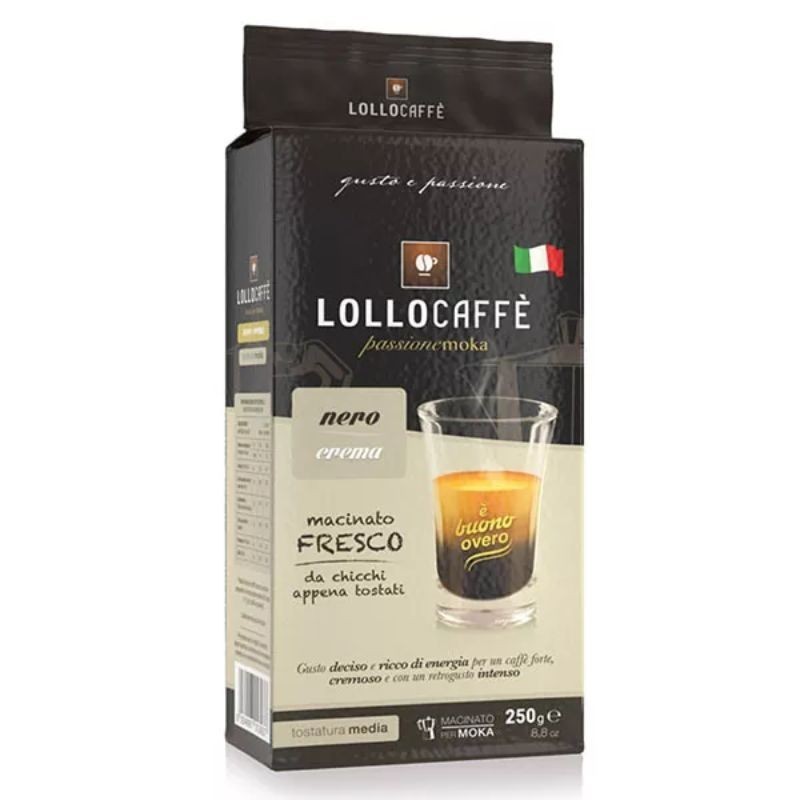 Lollo Caffè Nero crema 250 gr Macinato fresco per moka