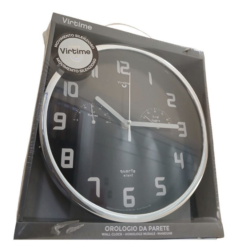 Orologio da Parete Virtime con Movimento Silenzioso, Termometro e Igrometro