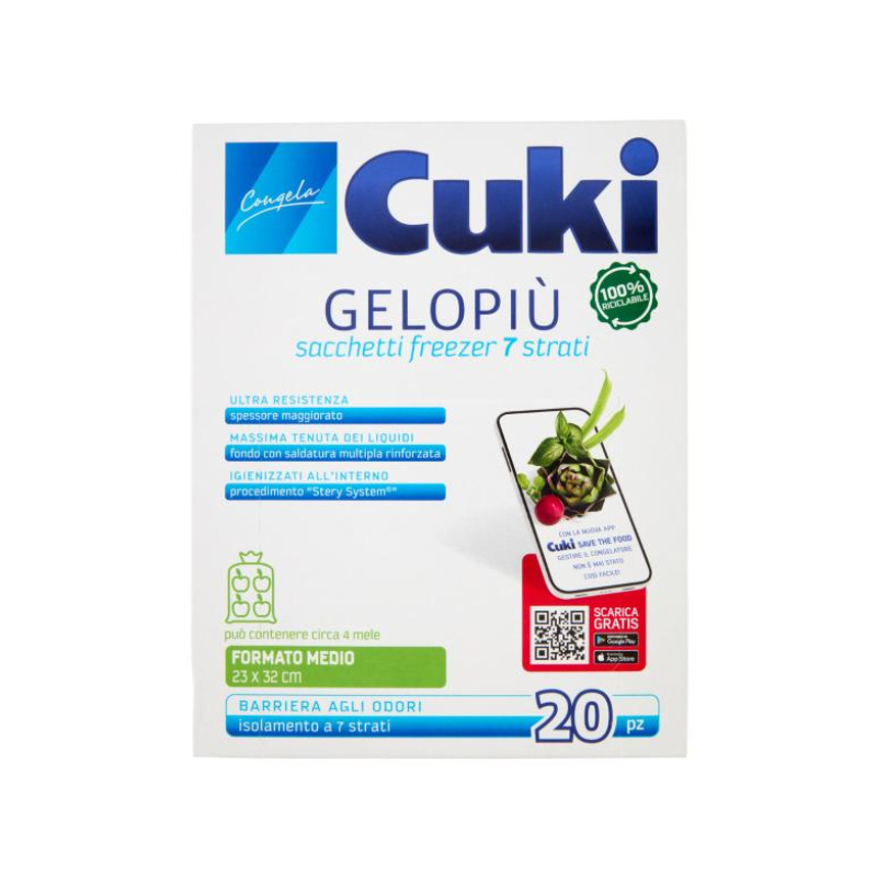 Cuki Congela Gelo Più Sacchetti Freezer 7 Strati Formato Medio 23x32 cm 20pz