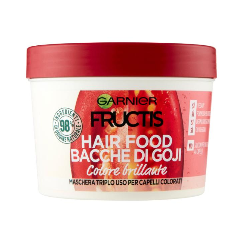 Garnier Maschera Color Resist Fructis Hair Food 3in1 per Capelli Colorati, Bachhe di Goji