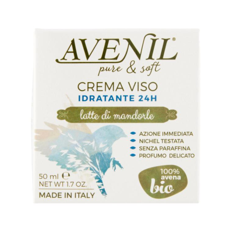 Avenil Pure e Soft Crema Viso Idratante 24h Latte di Mandorle 50ml