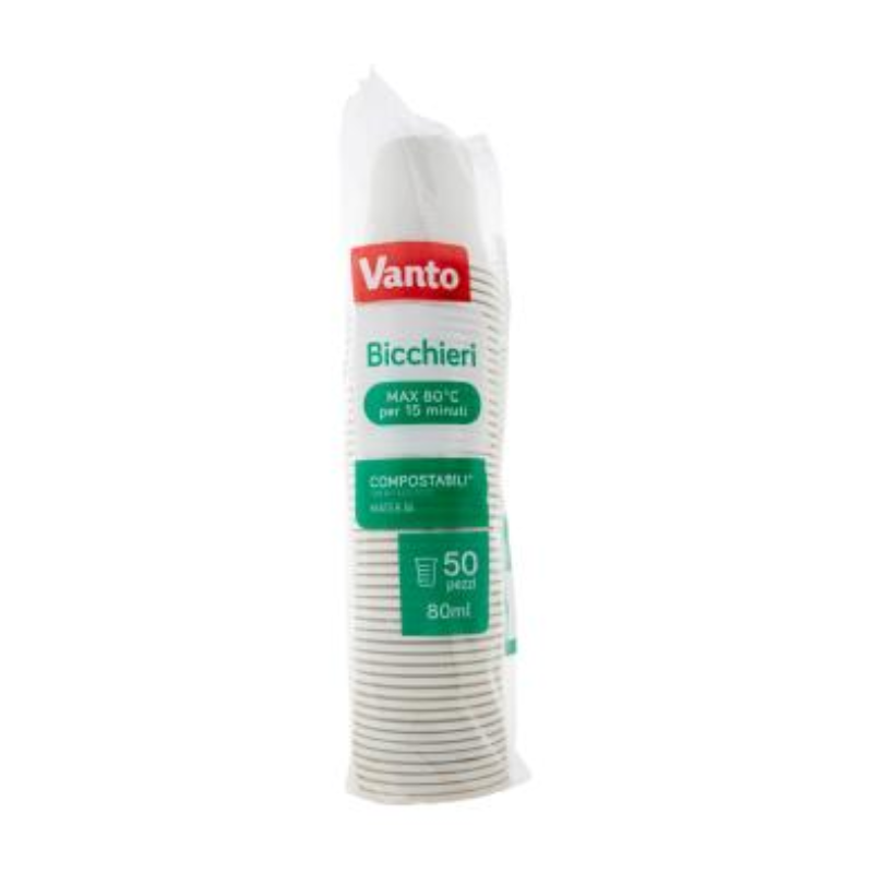 Vanto Bicchieri da Caffè in Mater Bi Compostabili 80cc 50pz