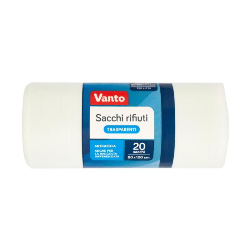 Vanto Sacchi Rifiuti Condominiali Antigoccia Trasparenti cm 80x120 20pz