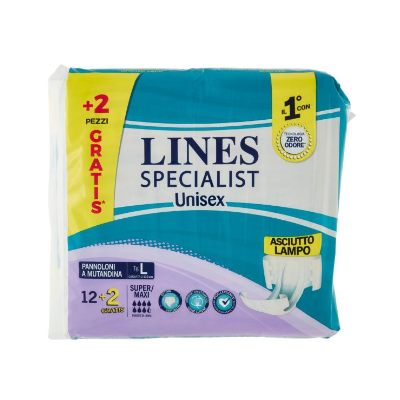 Lines Specialist Unisex Pannolini Mutandina tg.L Super\Maxi 12+2pz