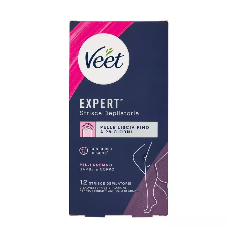 Veet Expert Strisce Corpo e Gambe Pelli Normali 12 Strisce