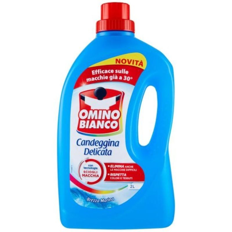 Omino Bianco, Candeggina Delicata, Elimina le Macchie e Rispetta i Colori, Brezza Marina, 2000ml