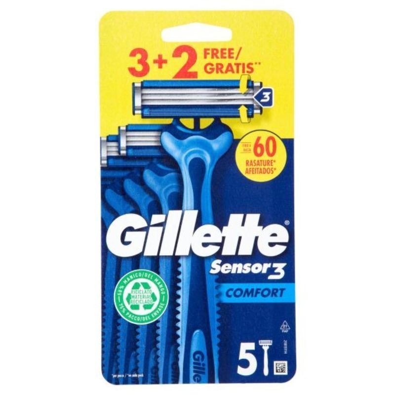 Rasoio Da Uomo Usa E Getta Gillette Sensor3 Comfort 3 + 2 Rasoi