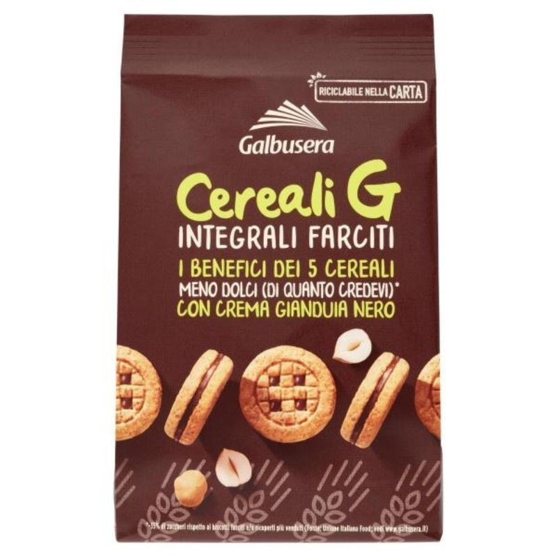 Galbusera Cereali G Integrali Farciti Con Crema Gianduia Nero 4 X 40 G