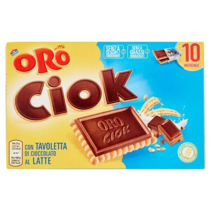 Oro Ciok Biscotto Con Tavoletta Di Cioccolato al Latte 10 X 25 G