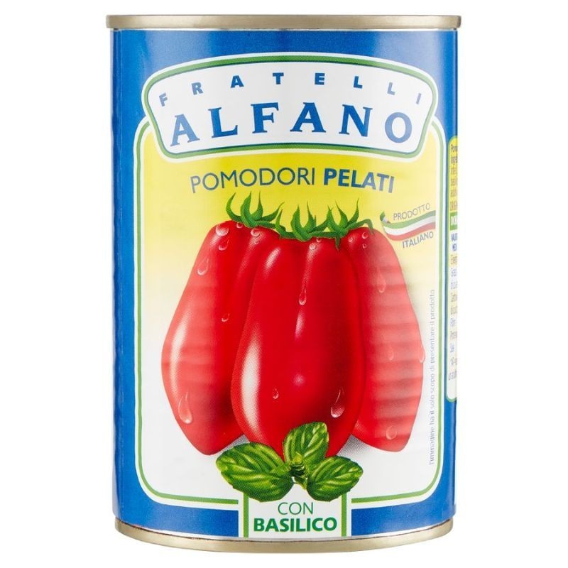 Pomodori pelati con basilico Alfano 400 Gr